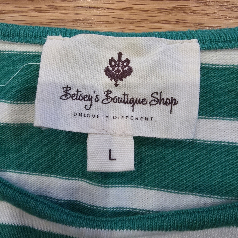 Green and White Striped Women's Top